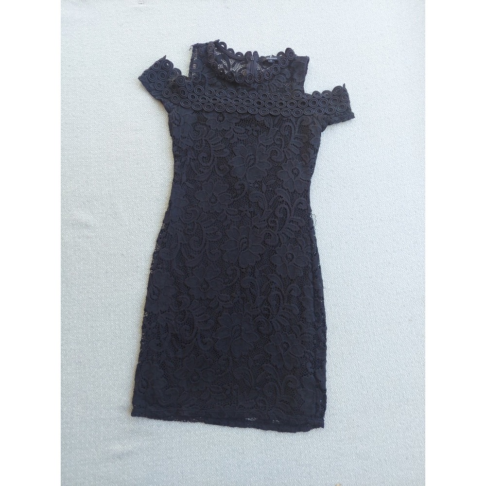 Ambiance Dress Women S Black Cold Shoulder Lace Bodycon Mini Cocktail 65855